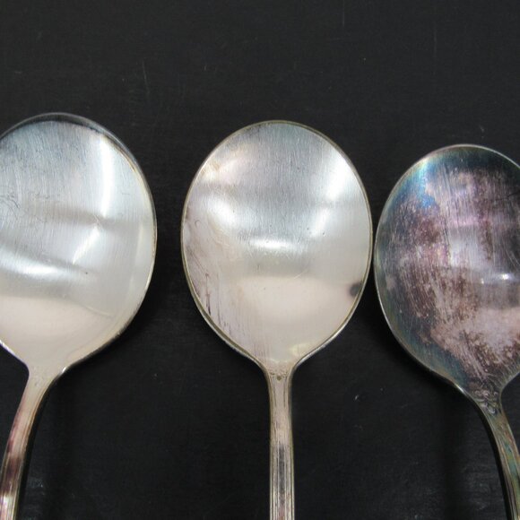 Reed & Barton Pompeian Greek Key & Scrollwork Design Soup Spoon Lot of 3 Vntg - Picture 2 of 8